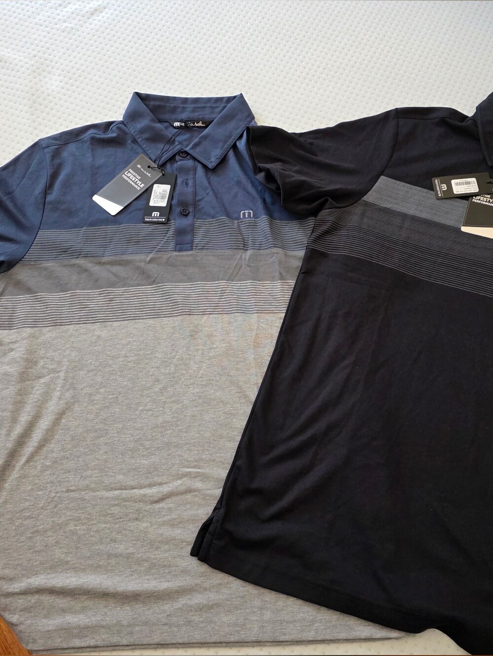 Travis Mathew Lot Of 2 Mens Striped Polos